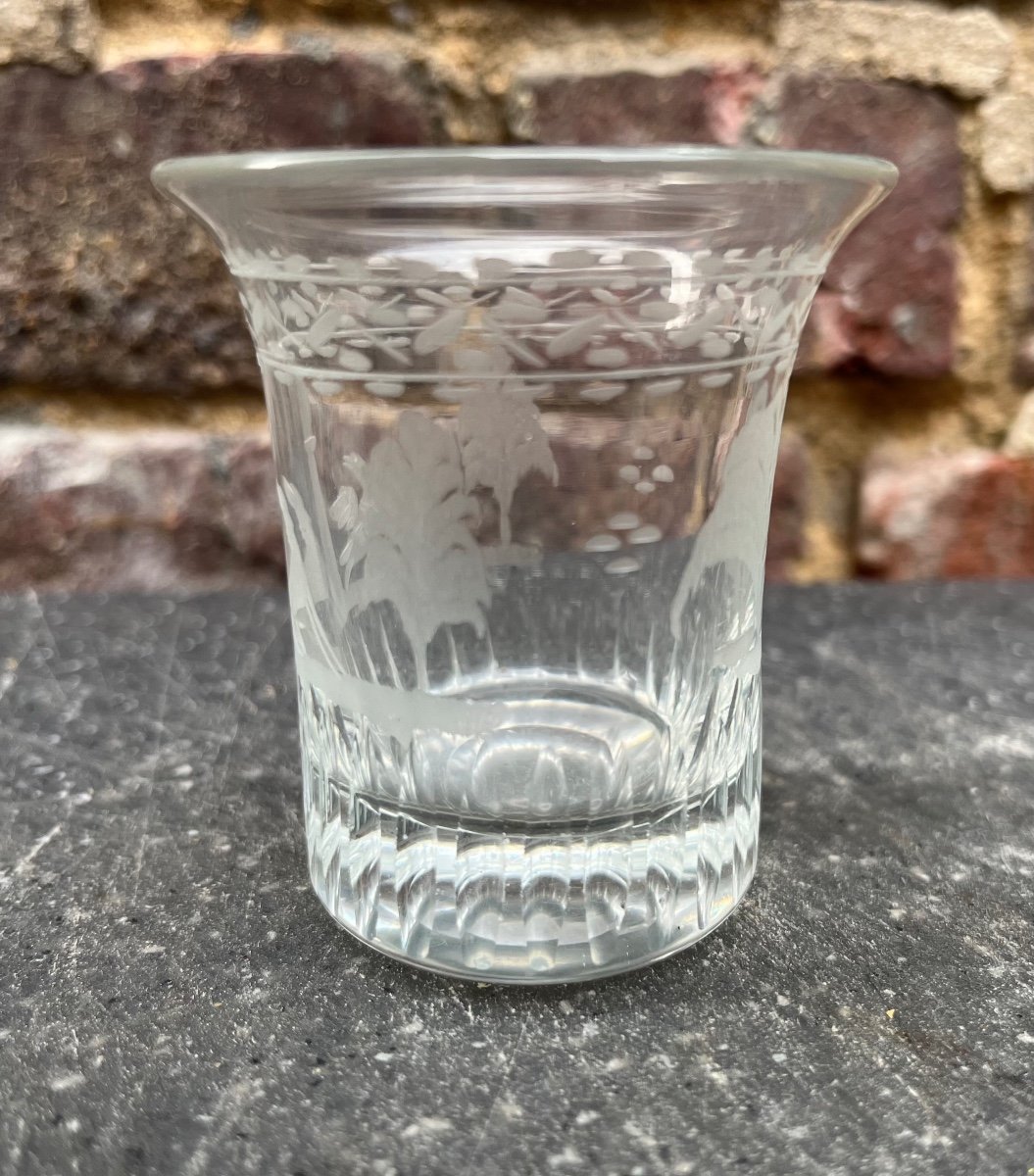 Rare Small Norman Glass - Engraved Goblet Late XVIII-photo-2