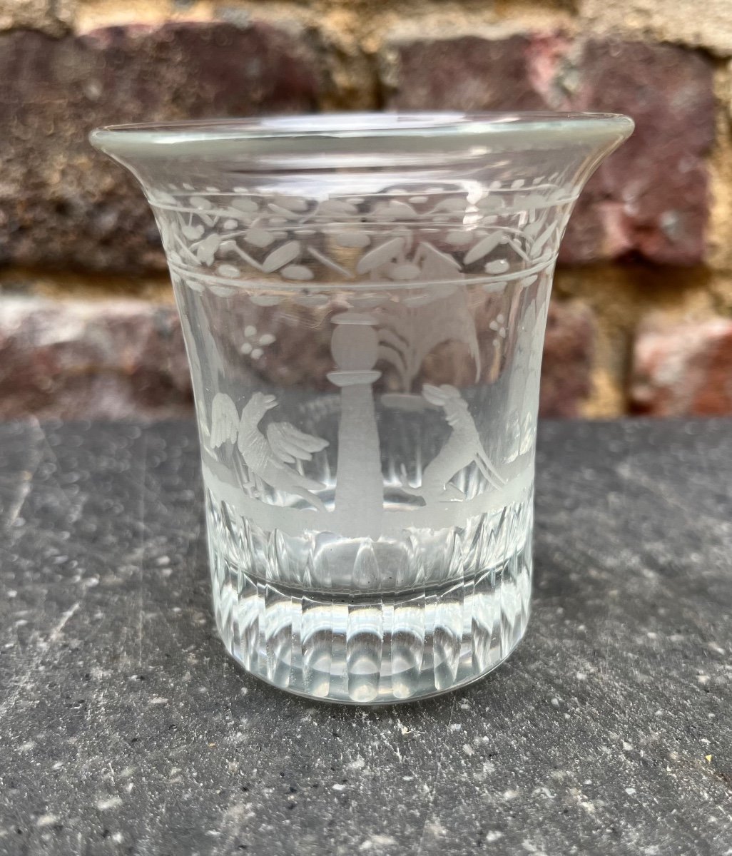 Rare Small Norman Glass - Engraved Goblet Late XVIII