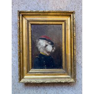 Amédée De Carenza - Painting Portrait Of A Military Dog Hsp