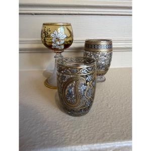 Alphonse Giboin - Série de 3 verres émaillés - 1900