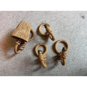 Audoux Minet - Série de 4 appliques en corde 1950
