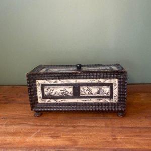 German Ebony Box, Inlaid With Bone Plaques