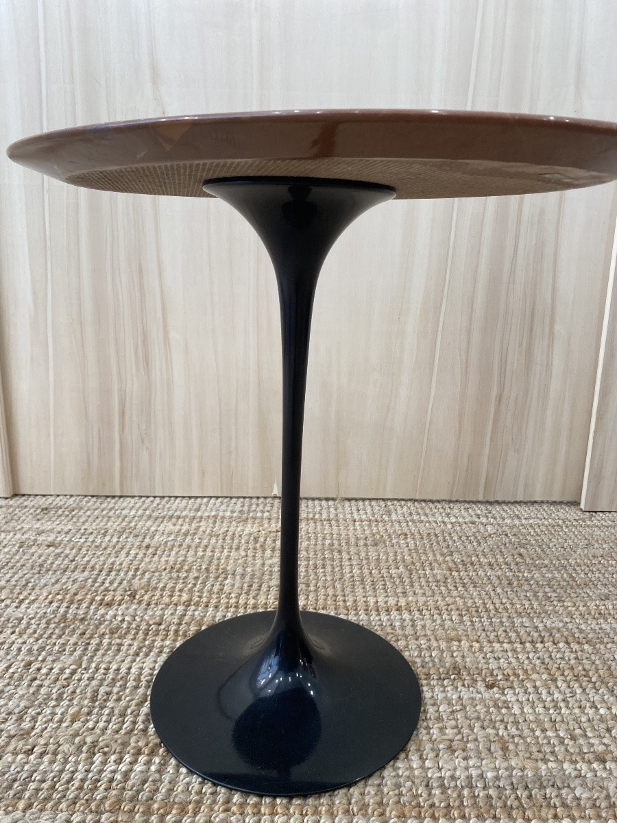 Knoll Oval Pedestal Table In Emperador Marble-photo-3