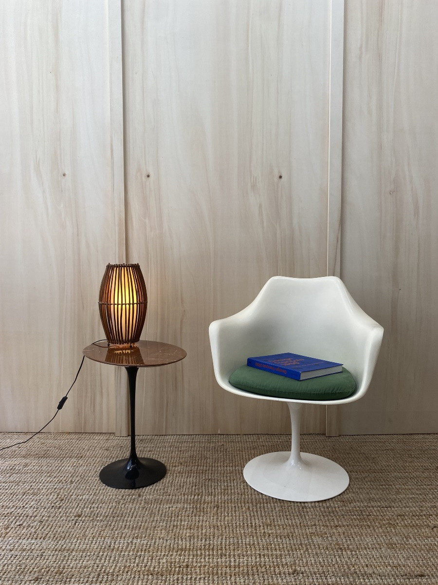 Knoll Oval Pedestal Table In Emperador Marble-photo-8