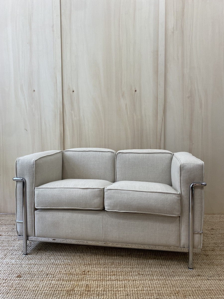 Lc2 2-seater Sofa By Charlotte Perriand And Le Corbusier For Cassina, 1965