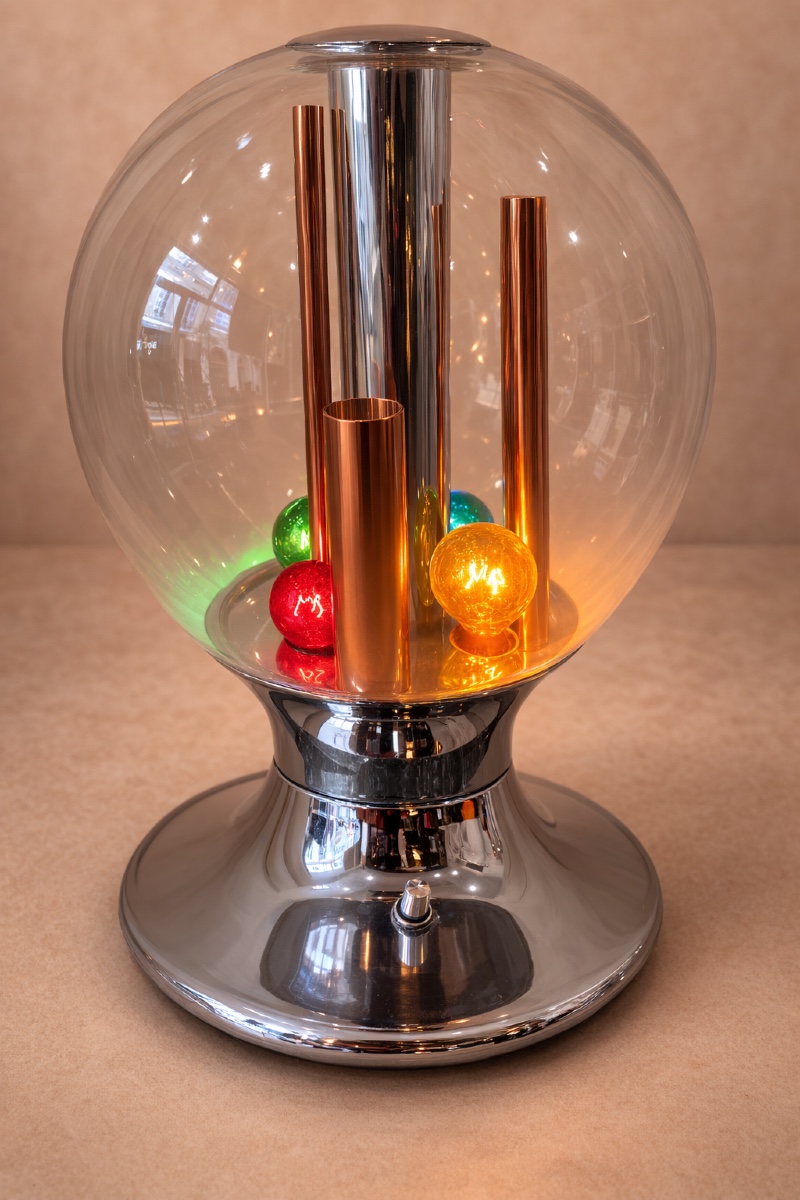 Lampe de Bureau en Verre et Chrome de Selenova, Italie, 1970-photo-2