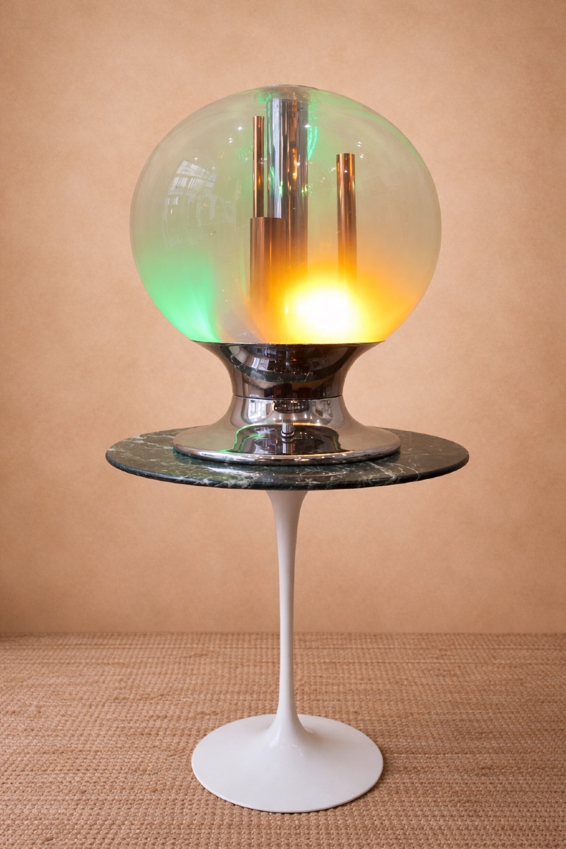 Lampe de Bureau en Verre et Chrome de Selenova, Italie, 1970-photo-3