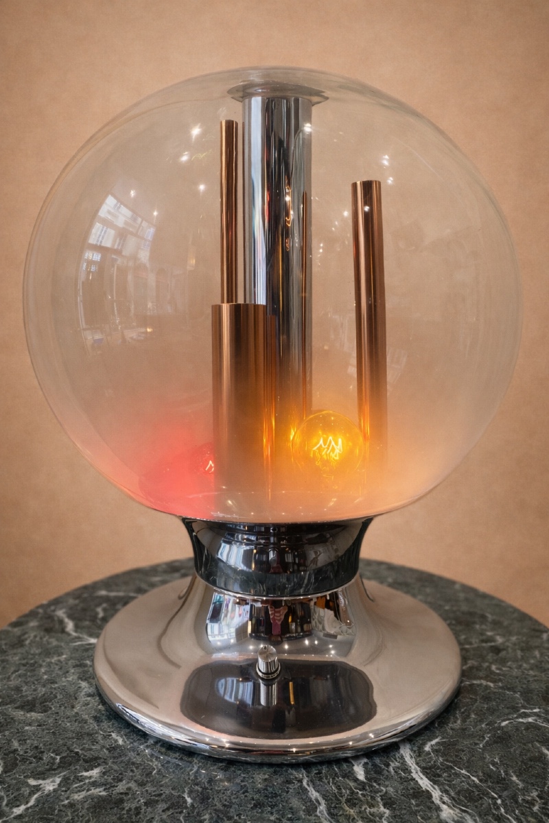 Lampe de Bureau en Verre et Chrome de Selenova, Italie, 1970-photo-4