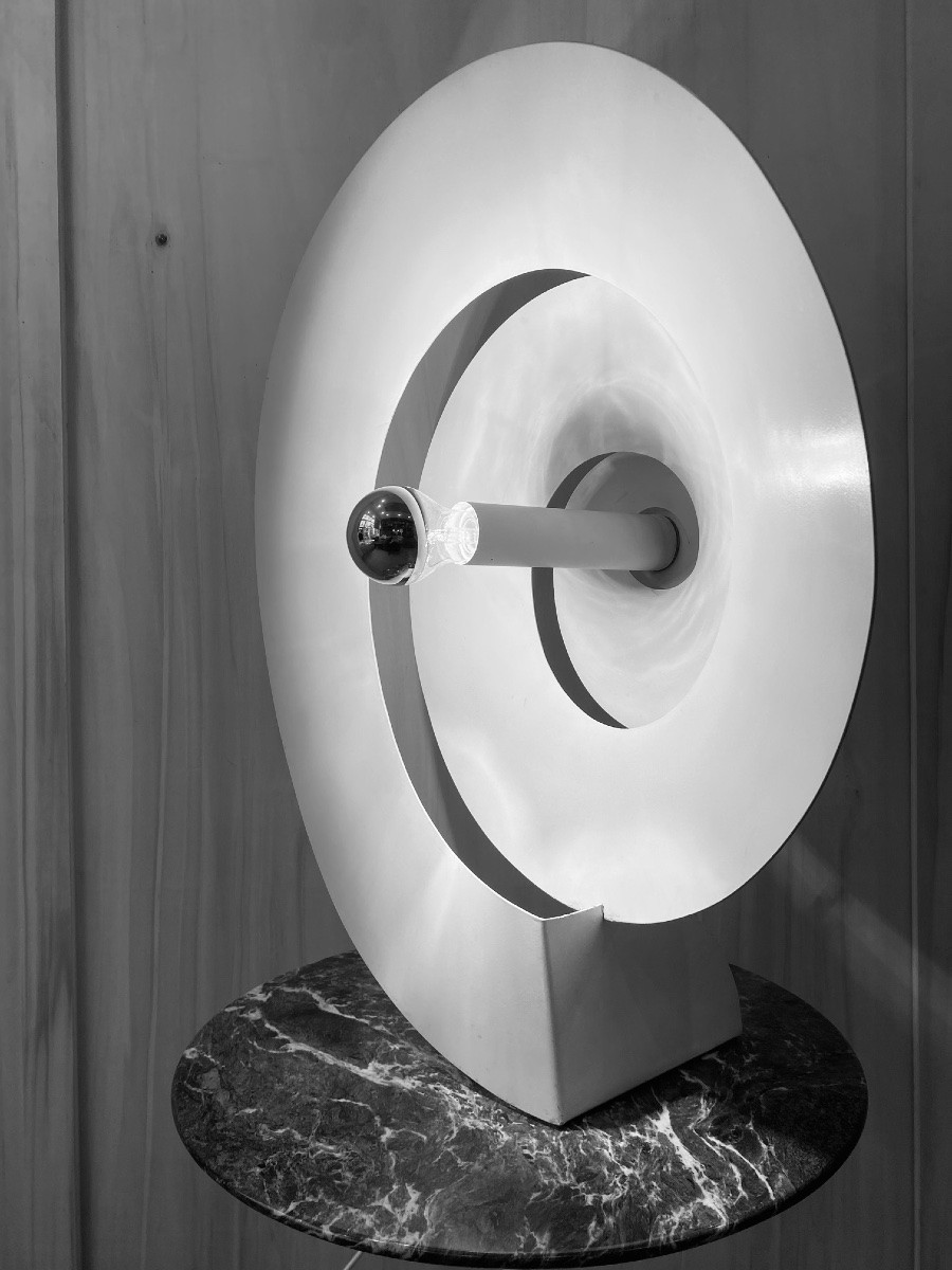 Grande lampe de bureau en spirale rare de Luc Bernard en métal blanc, France 1974-photo-7