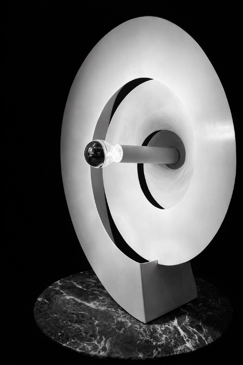 Grande lampe de bureau en spirale rare de Luc Bernard en métal blanc, France 1974-photo-8