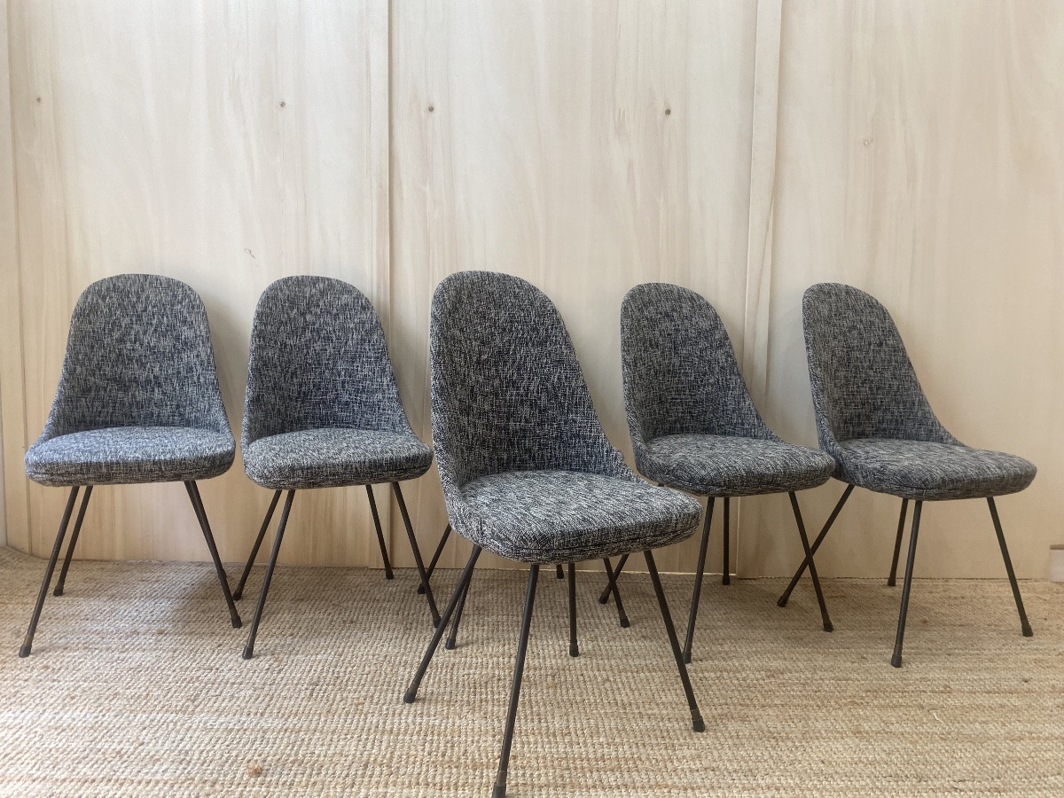 Set Of 6 Italian Chairs - Lenzi Nello - 1950-photo-2