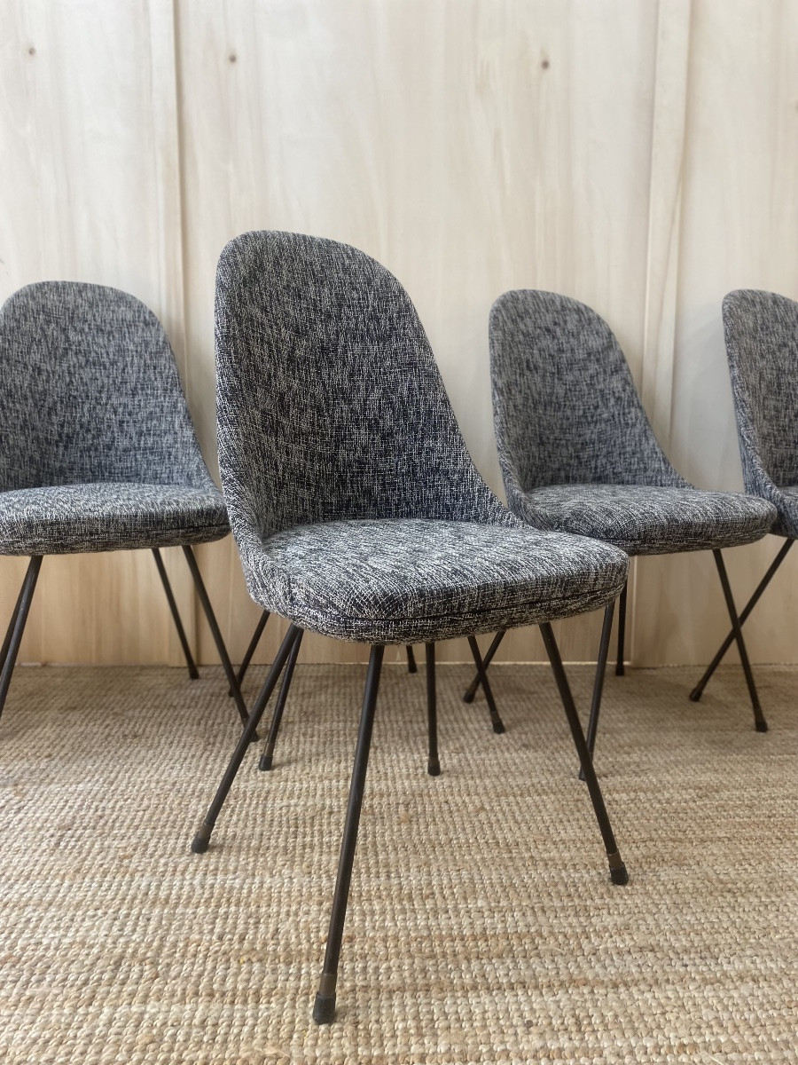 Set Of 6 Italian Chairs - Lenzi Nello - 1950-photo-4