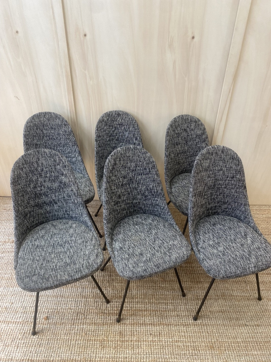 Set Of 6 Italian Chairs - Lenzi Nello - 1950-photo-5
