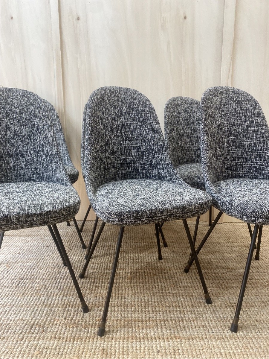 Set Of 6 Italian Chairs - Lenzi Nello - 1950-photo-6