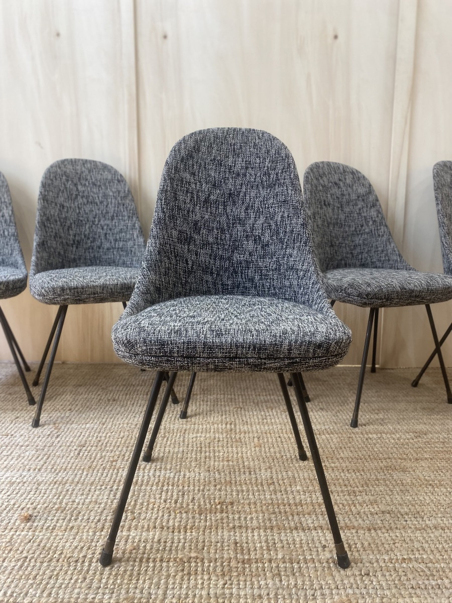 Set Of 6 Italian Chairs - Lenzi Nello - 1950-photo-7