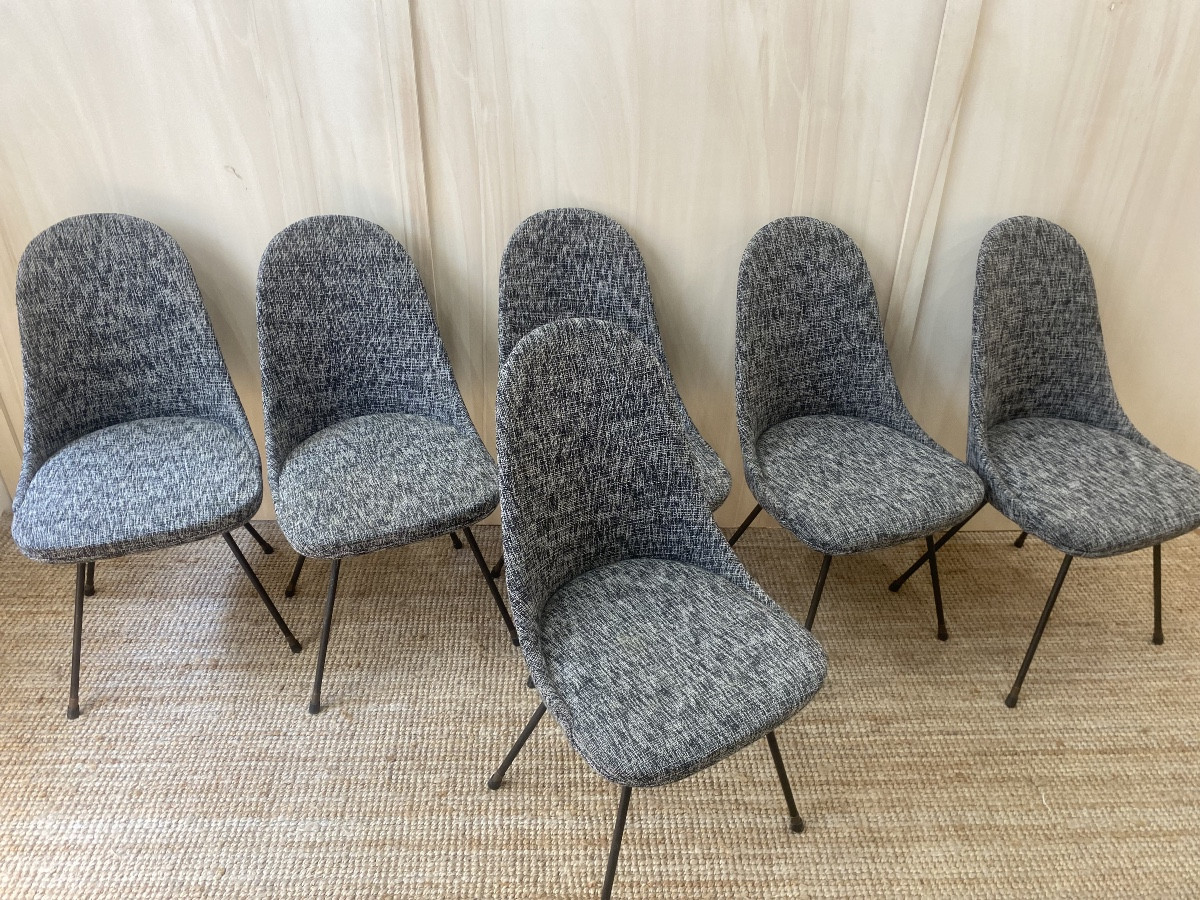Set Of 6 Italian Chairs - Lenzi Nello - 1950