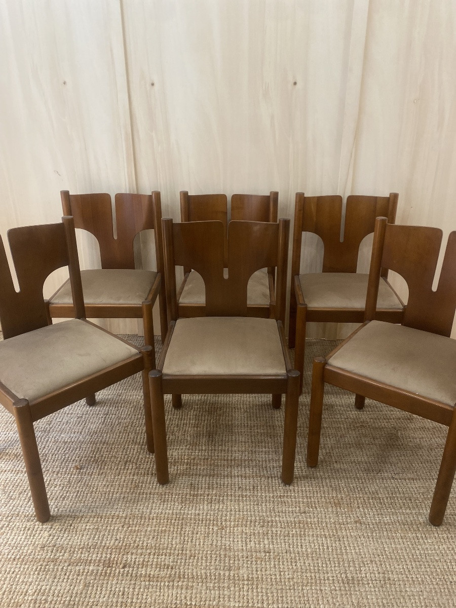 Set Of 6 Chairs - Mobilgirgi - Italy - 1960-photo-6