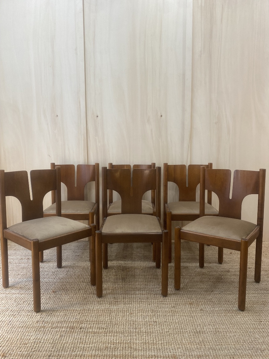 Set Of 6 Chairs - Mobilgirgi - Italy - 1960