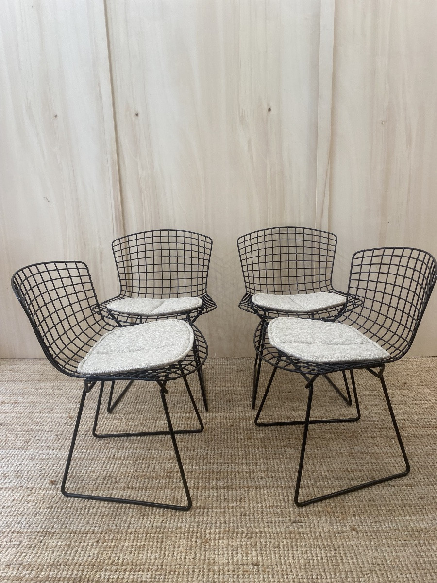 4 Harry Bertoia Chairs - Knoll - Black Rilsan-photo-2