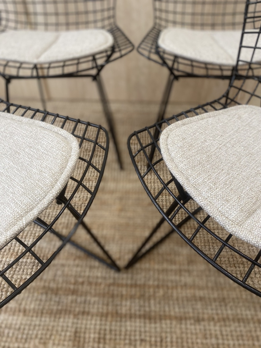 4 Harry Bertoia Chairs - Knoll - Black Rilsan-photo-3