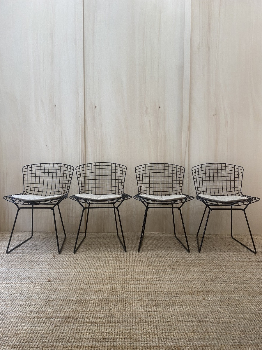 4 Harry Bertoia Chairs - Knoll - Black Rilsan-photo-4