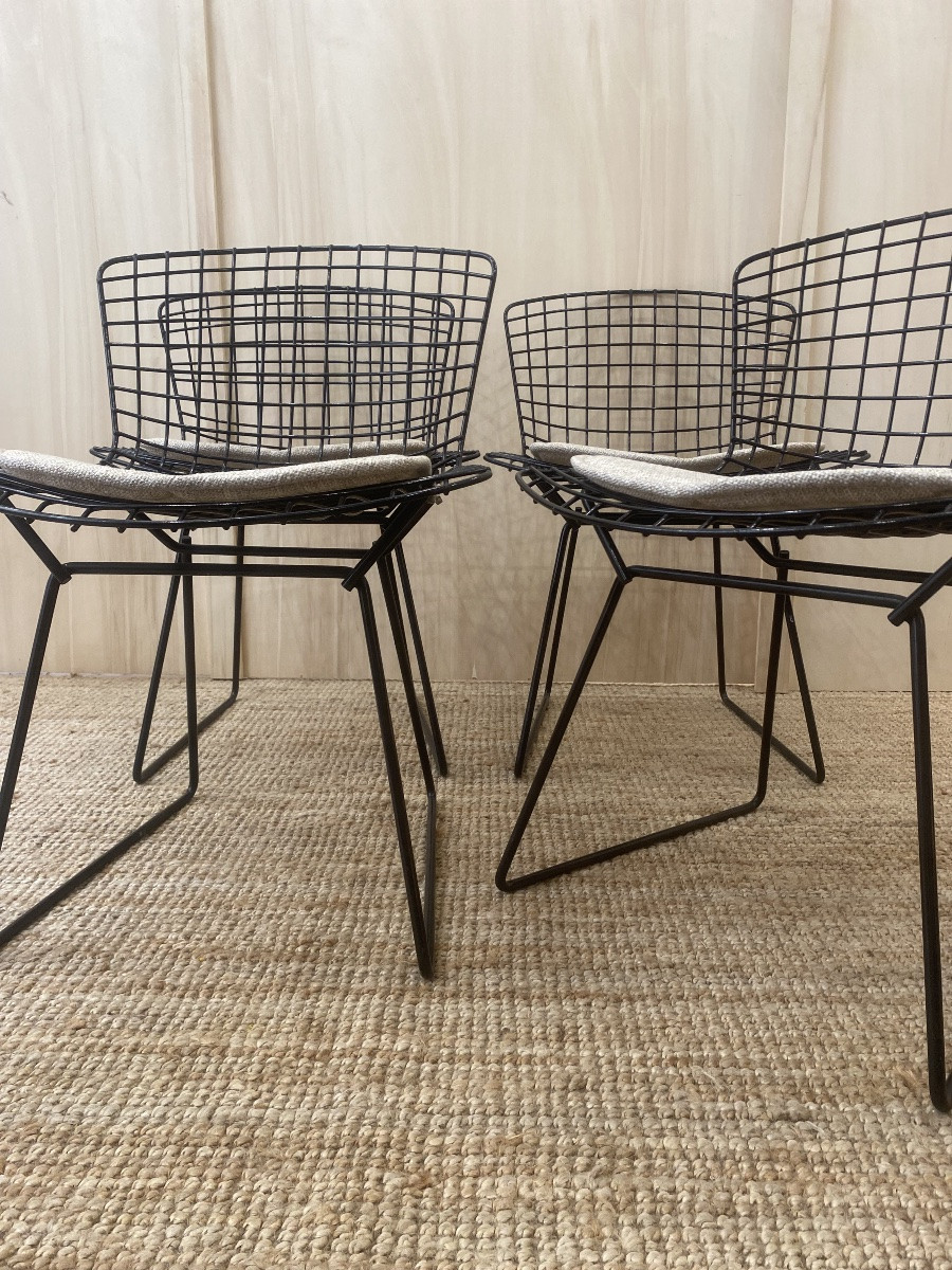4 Harry Bertoia Chairs - Knoll - Black Rilsan-photo-1
