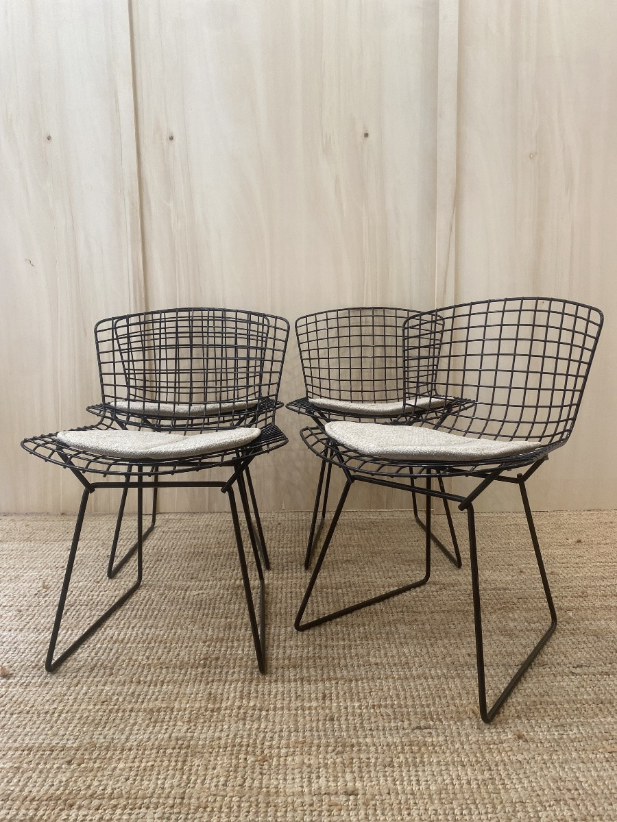 4 Harry Bertoia Chairs - Knoll - Black Rilsan-photo-2
