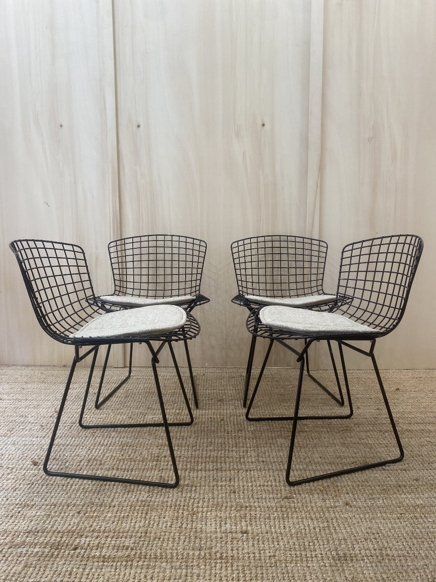 4 Harry Bertoia Chairs - Knoll - Black Rilsan-photo-3