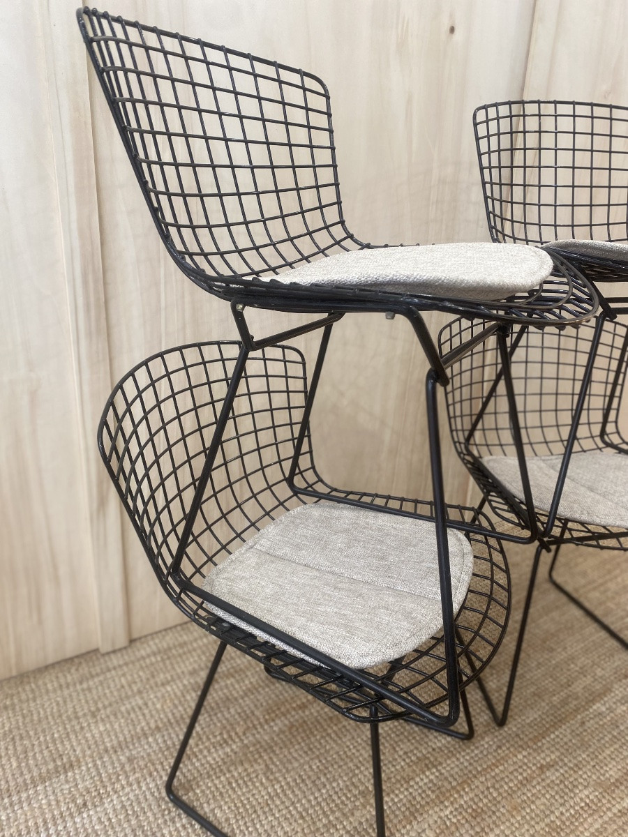 4 Harry Bertoia Chairs - Knoll - Black Rilsan-photo-5