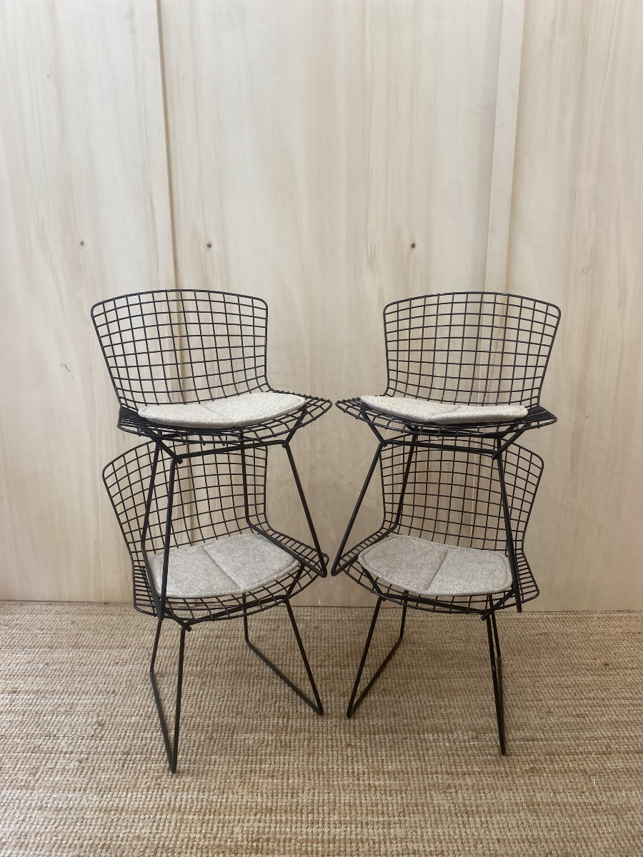 4 Harry Bertoia Chairs - Knoll - Black Rilsan-photo-6