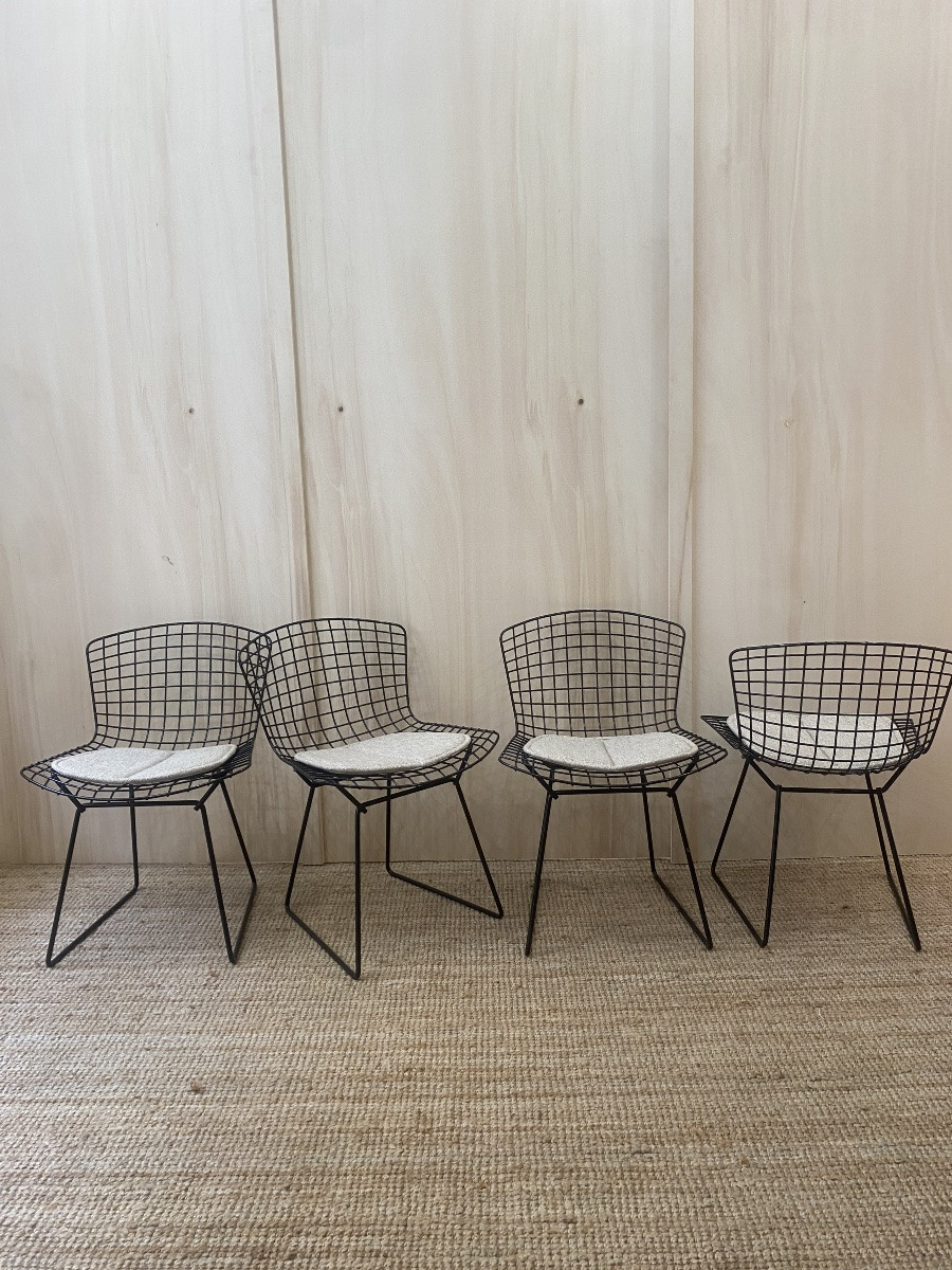 4 Harry Bertoia Chairs - Knoll - Black Rilsan-photo-7