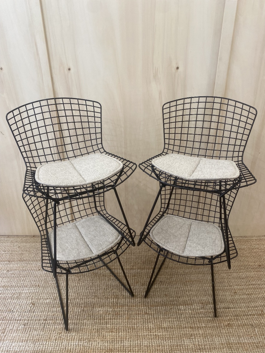 4 Harry Bertoia Chairs - Knoll - Black Rilsan