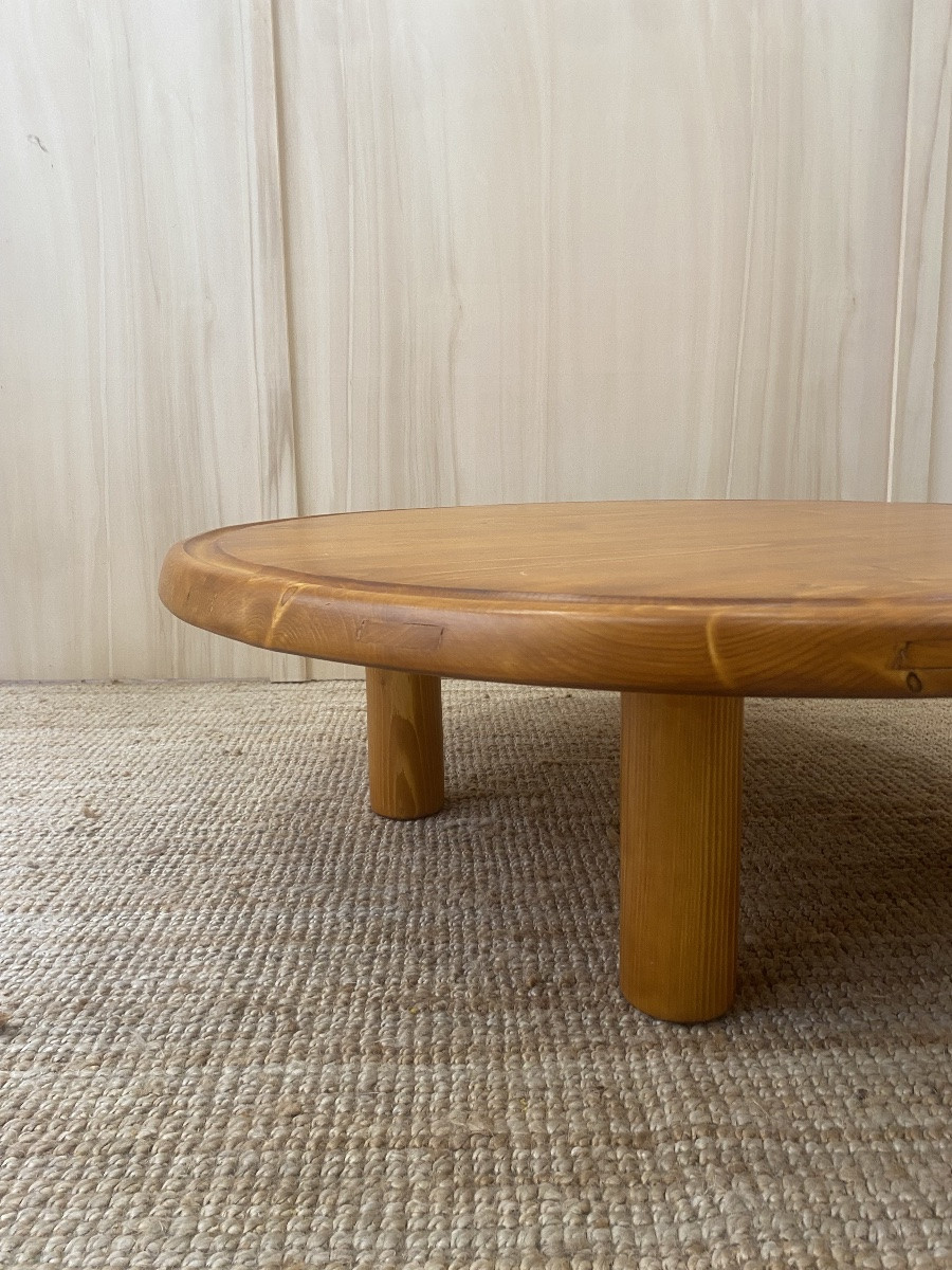 Round Pine Coffee Table - Charlotte Perriand For Les Arcs, France, 1960s-photo-5