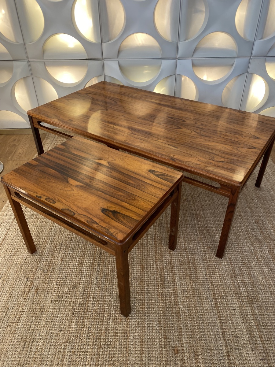 Tables basses vintage en bois de rose par Rasmus Solber pour S Mobler, 1960