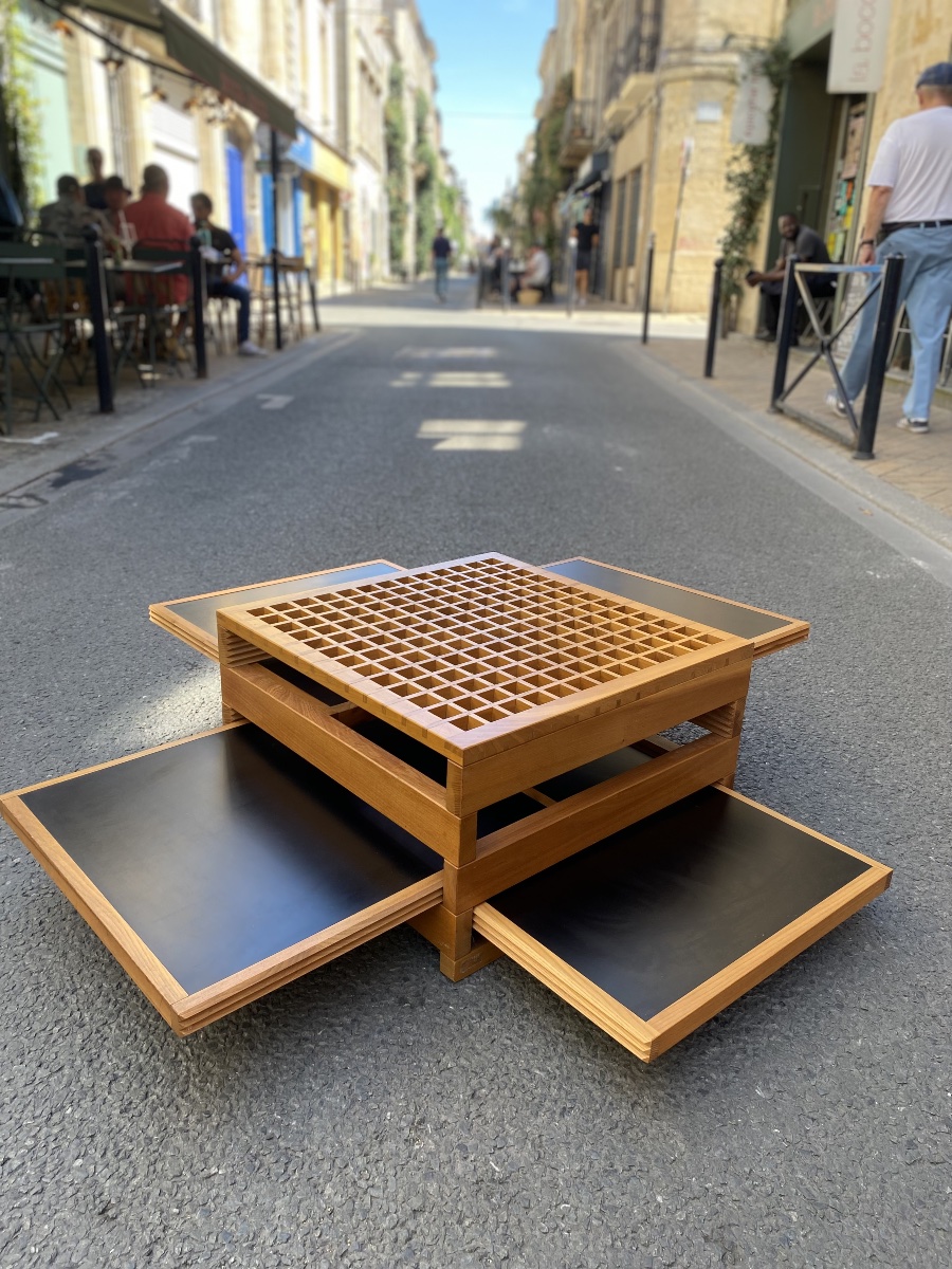 Table basse Tetra par Bernard Vuarnesson, France années 80-photo-3