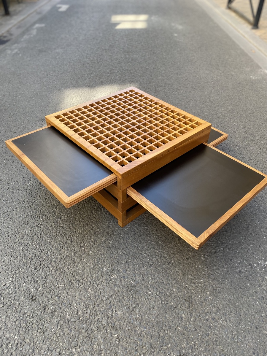 Table basse Tetra par Bernard Vuarnesson, France années 80-photo-6