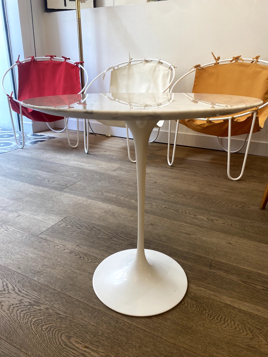"tulip" Side Table - Statuarietto Marble - Eero Saarinen, For Knoll-photo-3