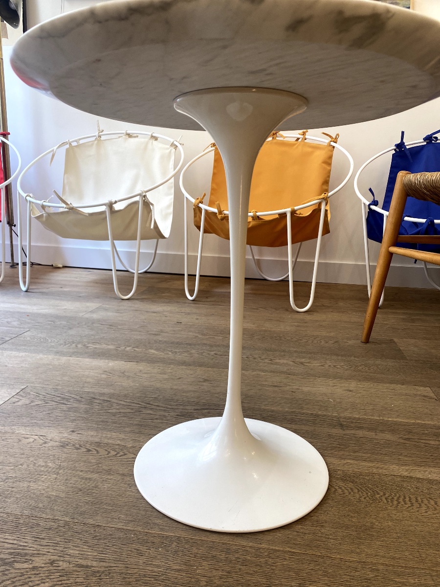 "tulip" Side Table - Statuarietto Marble - Eero Saarinen, For Knoll-photo-2