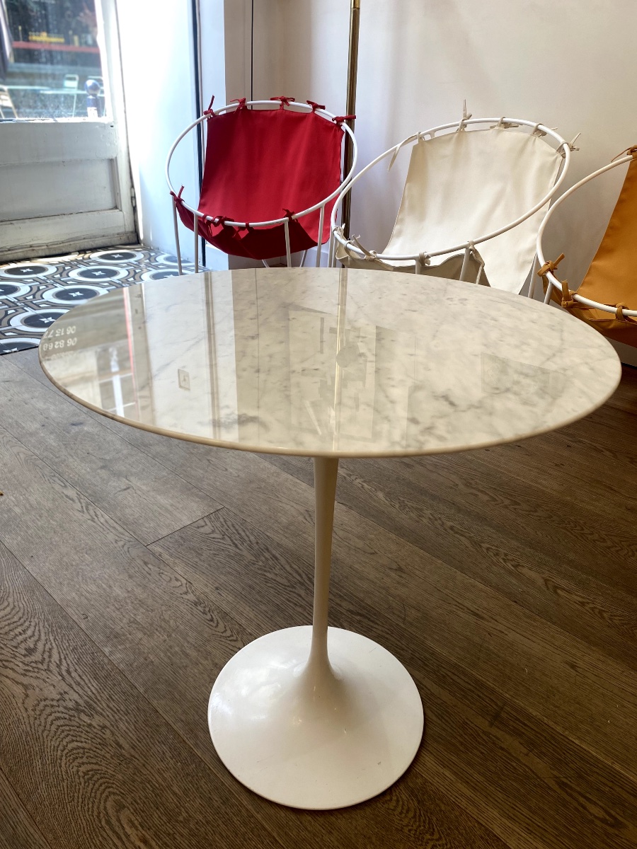 "tulip" Side Table - Statuarietto Marble - Eero Saarinen, For Knoll-photo-3