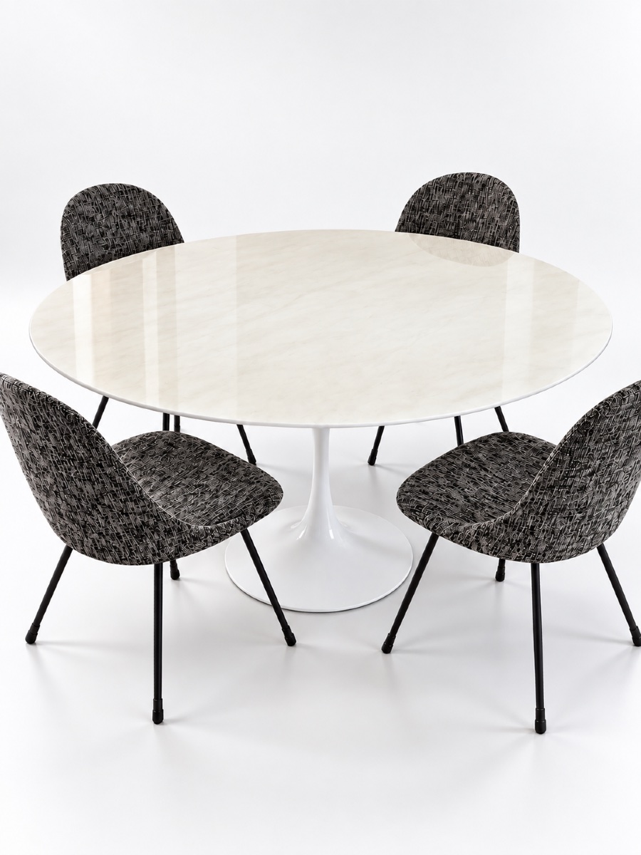 Vintage Carrara Marble Tulip Table - Knoll-photo-1