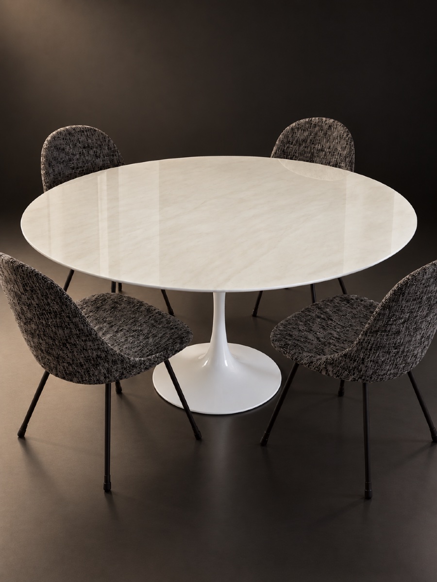 Vintage Carrara Marble Tulip Table - Knoll-photo-2