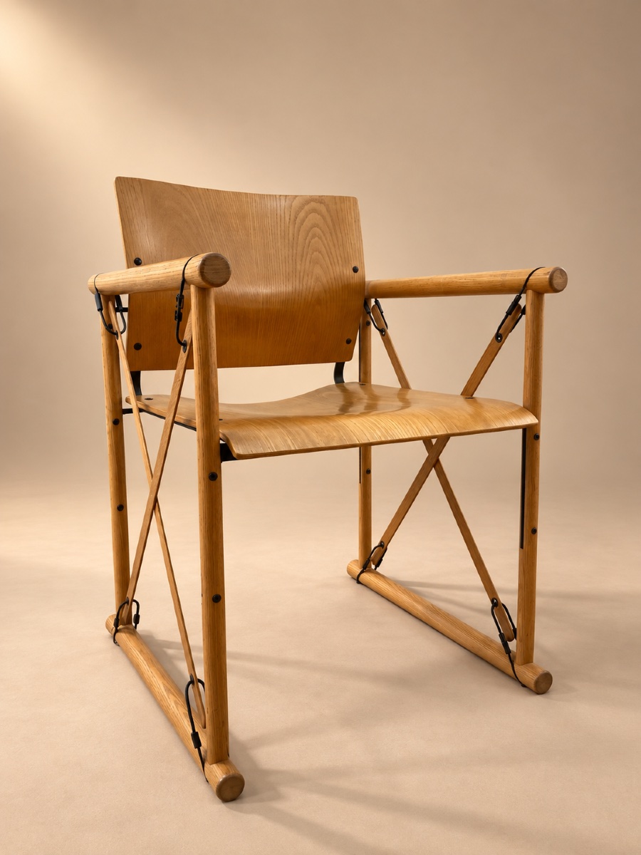 Modern Italian Chair Made Of Wood And Metal-photo-2