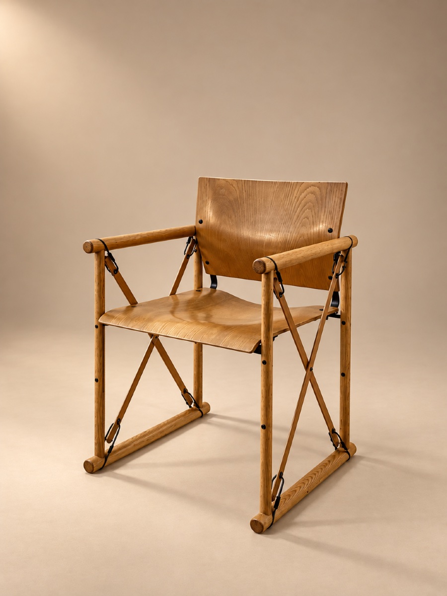 Modern Italian Chair Made Of Wood And Metal