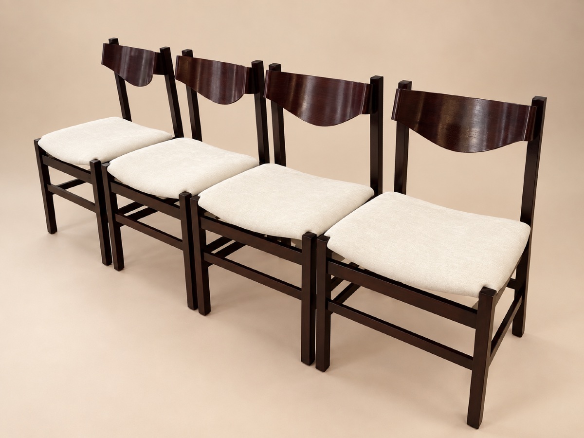 Série de 4 Chaises de Gianfranco Frattini en palissandre et velours  - italie - 1960 -photo-2