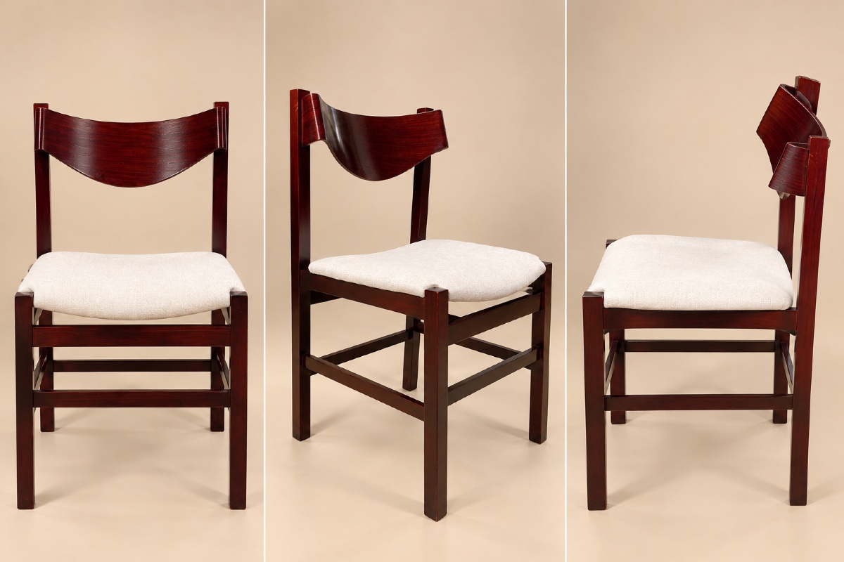 Série de 4 Chaises de Gianfranco Frattini en palissandre et velours  - italie - 1960 -photo-3