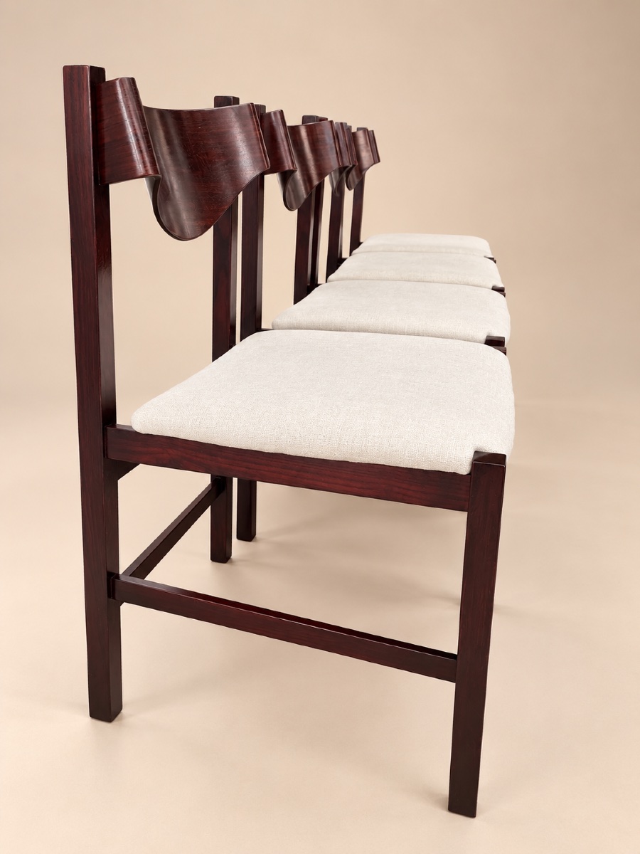 Série de 4 Chaises de Gianfranco Frattini en palissandre et velours  - italie - 1960 -photo-5