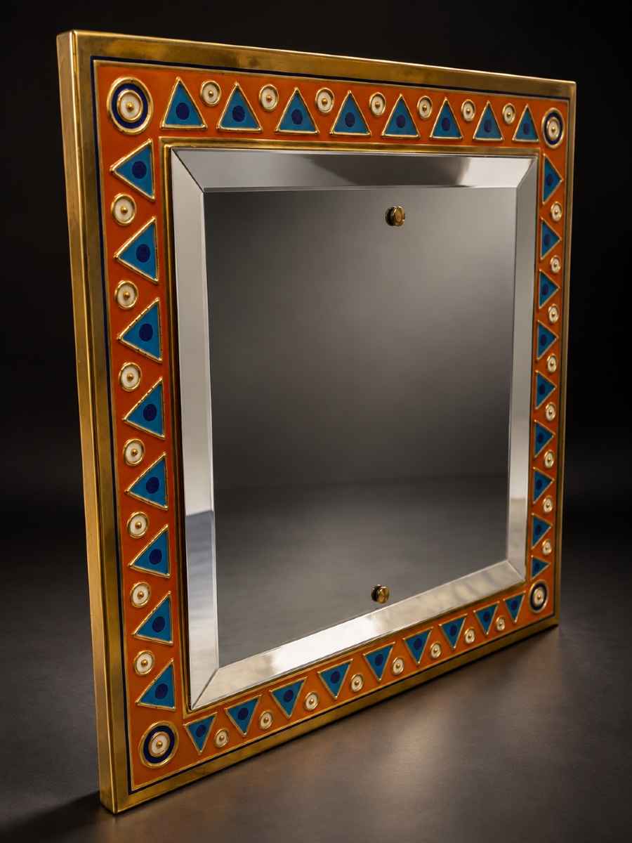 Grand miroir décoratif par Paolo De Poli-photo-2