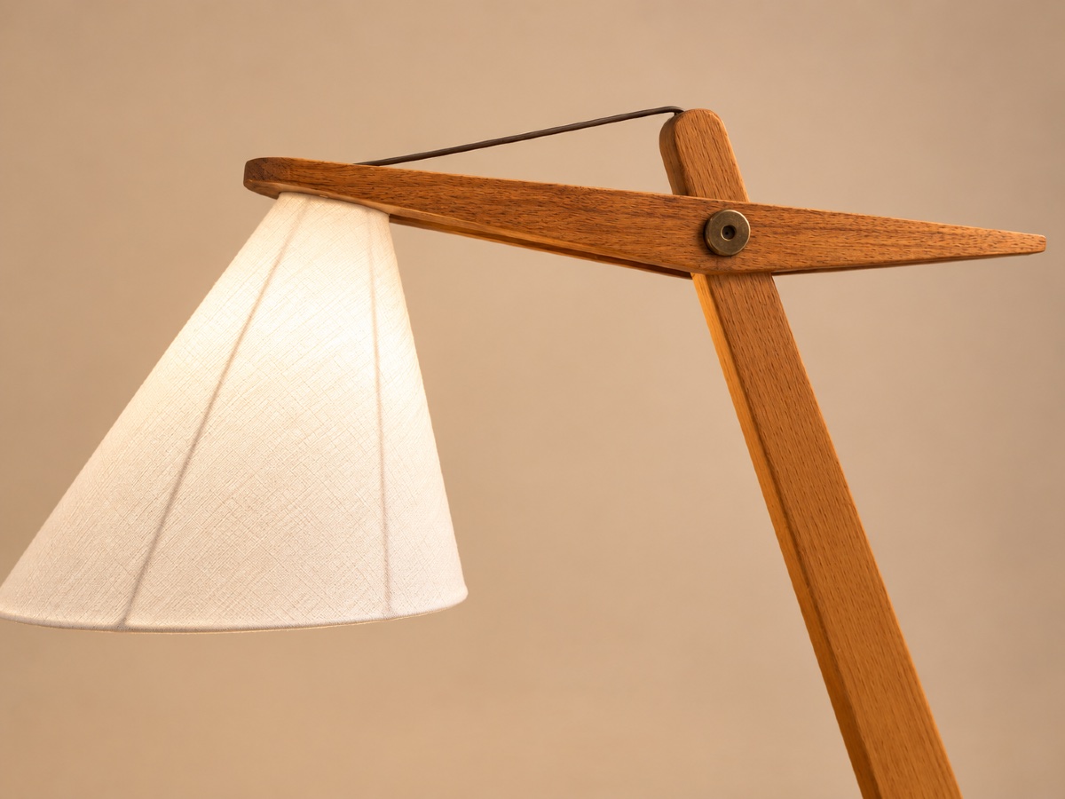 Lampadaire tripode en bois massif - Suéde - 1950-photo-3