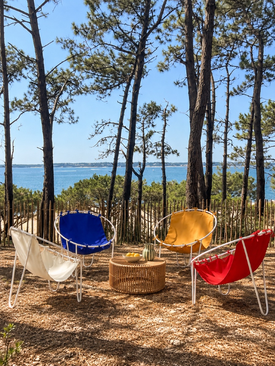 4 FAUTEUILS D'EXTÉRIEUR - ANNÉES 1950 - FRANCE-photo-2