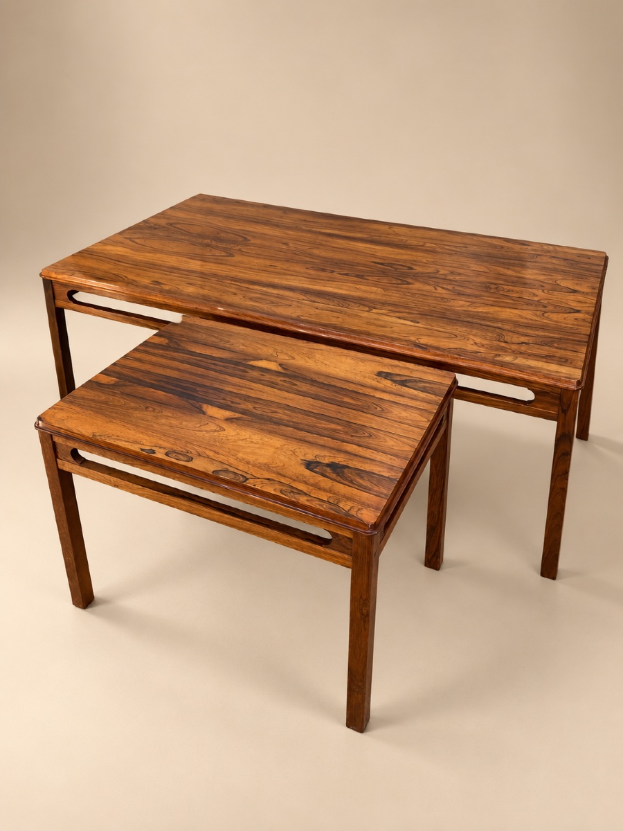 TABLES BASSES VINTAGE EN BOIS DE ROSE PAR RASMUS SOLBER POUR S MOBLER, 1960-photo-3